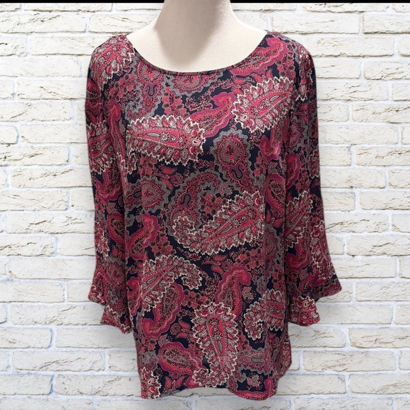 Talbots Tops - Talbots Paisley 3/4 Bell Sleeve Blouse Top Size Large